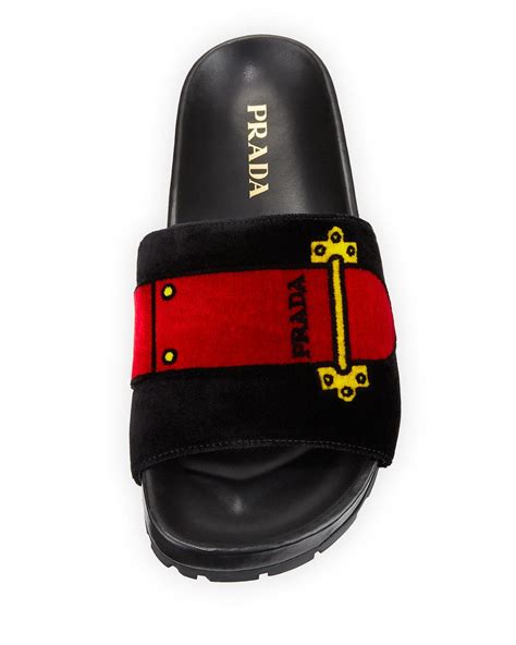 prada men mules|prada flat velvet slides.